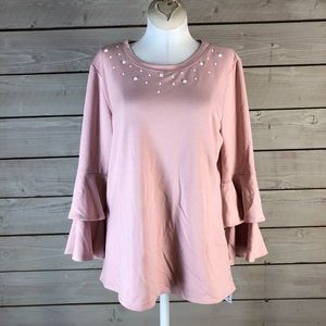 Blush Tiered Bell Sleeve Blouse